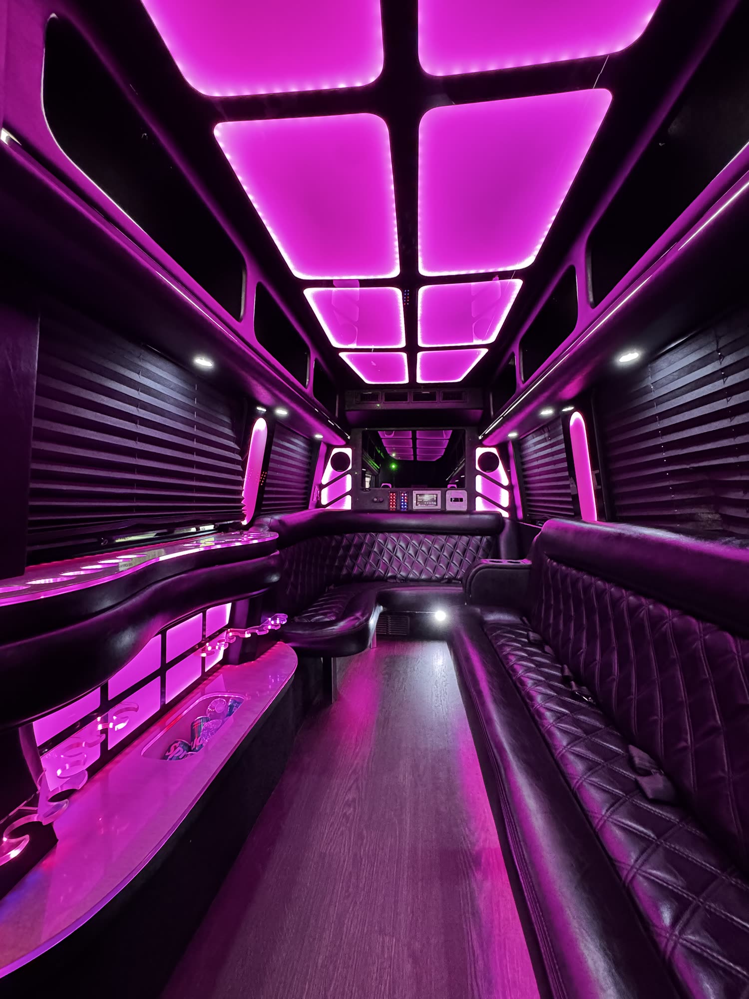 A limo Sprinter van waiting outside a Scottsdale restaurant